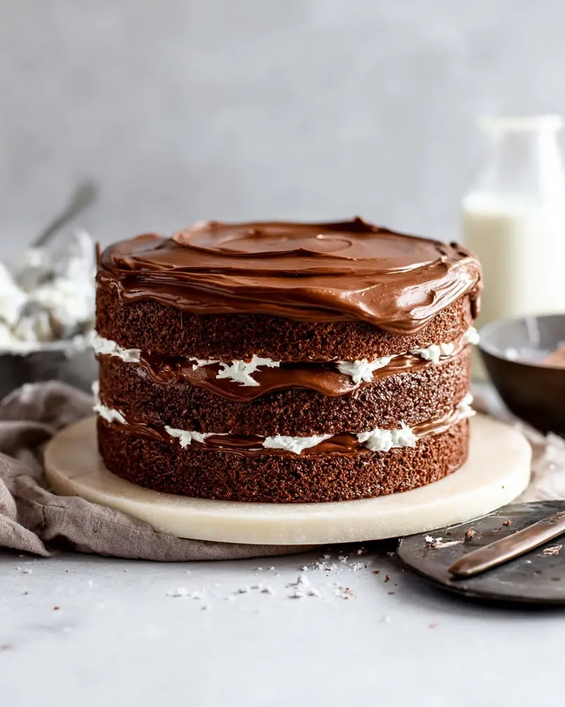 Mini Chocolate Layer Cake 3 Mini chocolate layer cakes inside the oven