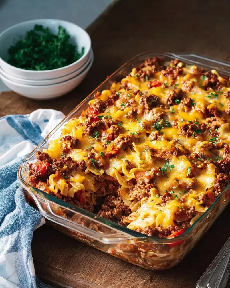 Grandma's Hamburger Casserole 3 Grandma's Hamburger Casserole Cooking Process.